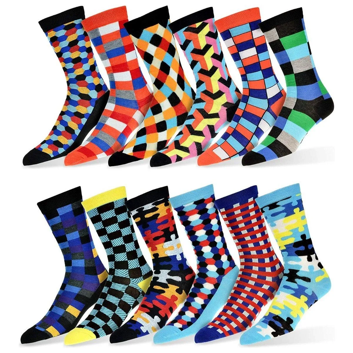 12-Pair: Robert Shweitzer Colorful Dress Socks for Men