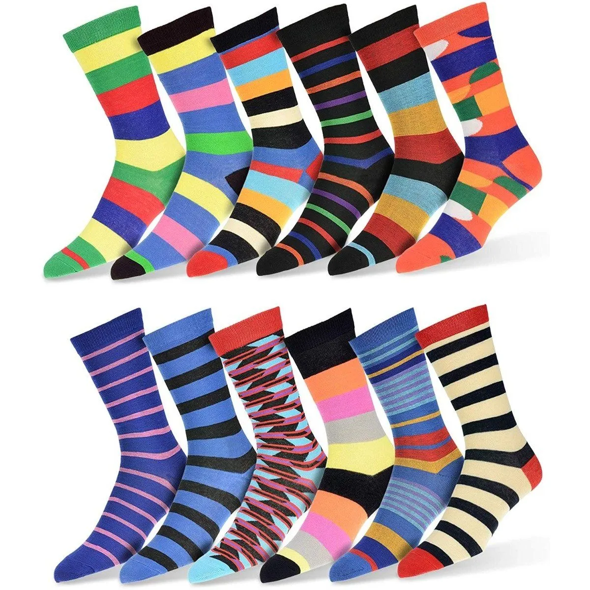 12-Pair: Robert Shweitzer Colorful Dress Socks for Men