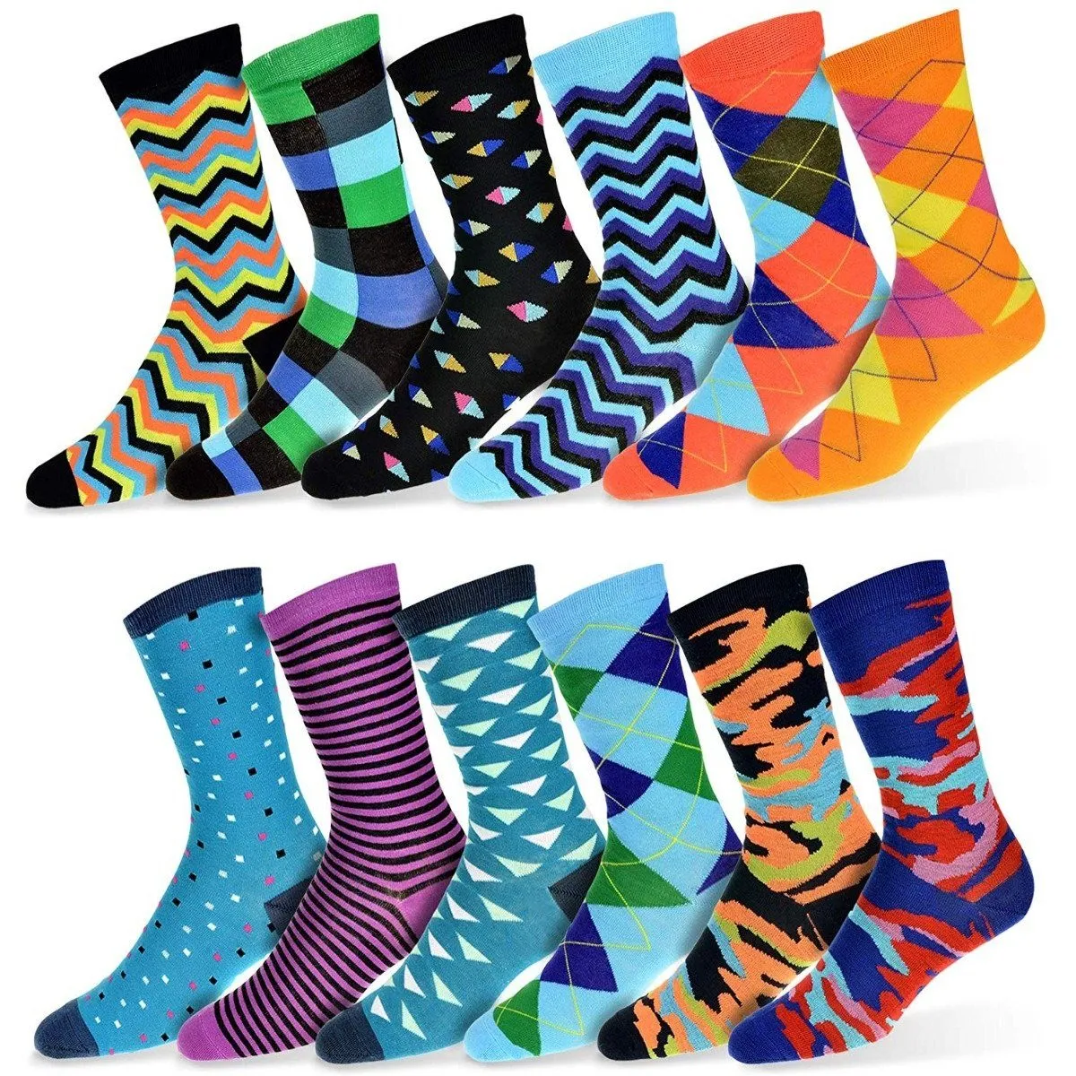 12-Pair: Robert Shweitzer Colorful Dress Socks for Men