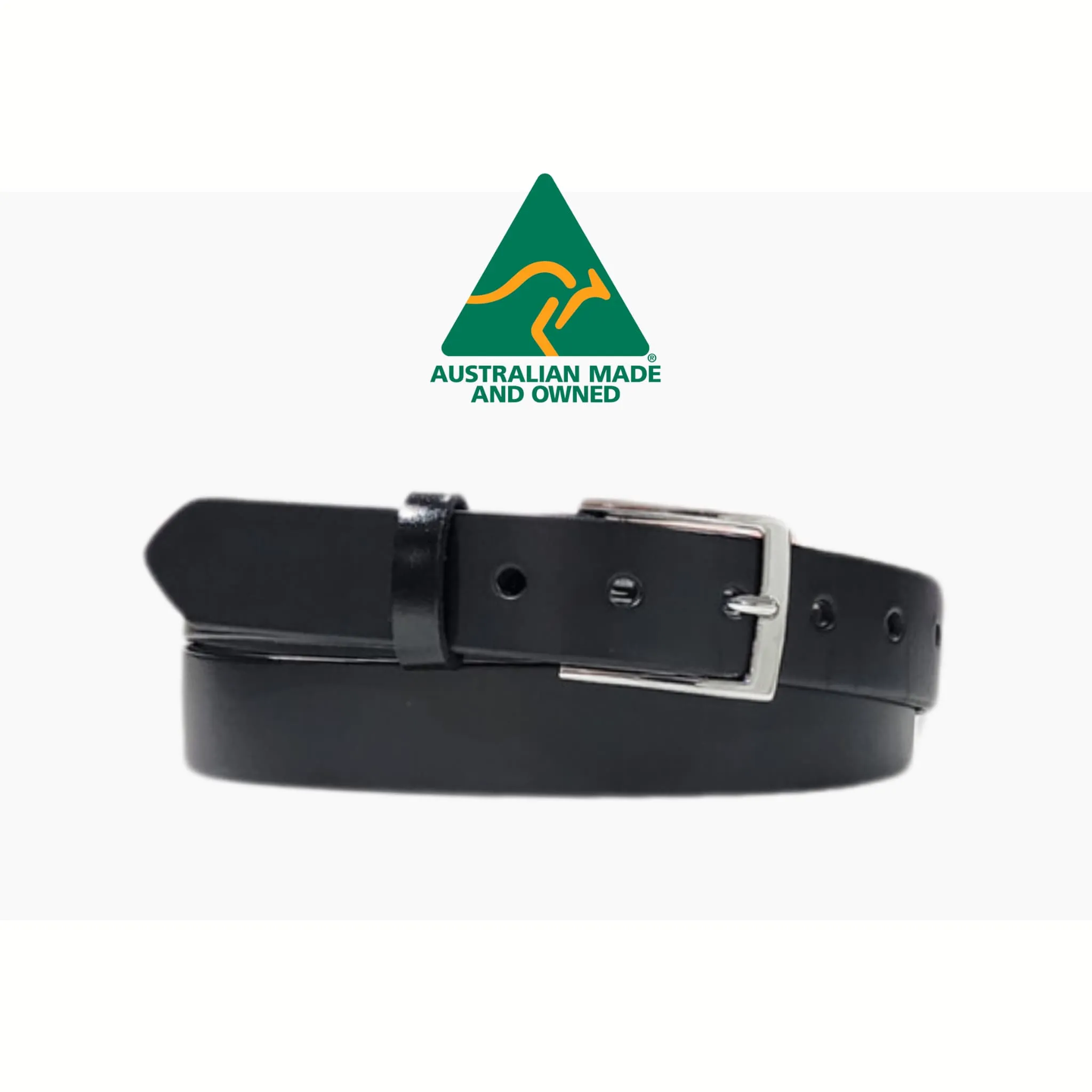 35mm | Black Italian Leather | Silver Buckle