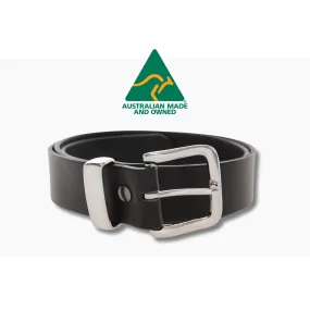 38mm | Black Casual Belt 100% Leather | Square Buckle