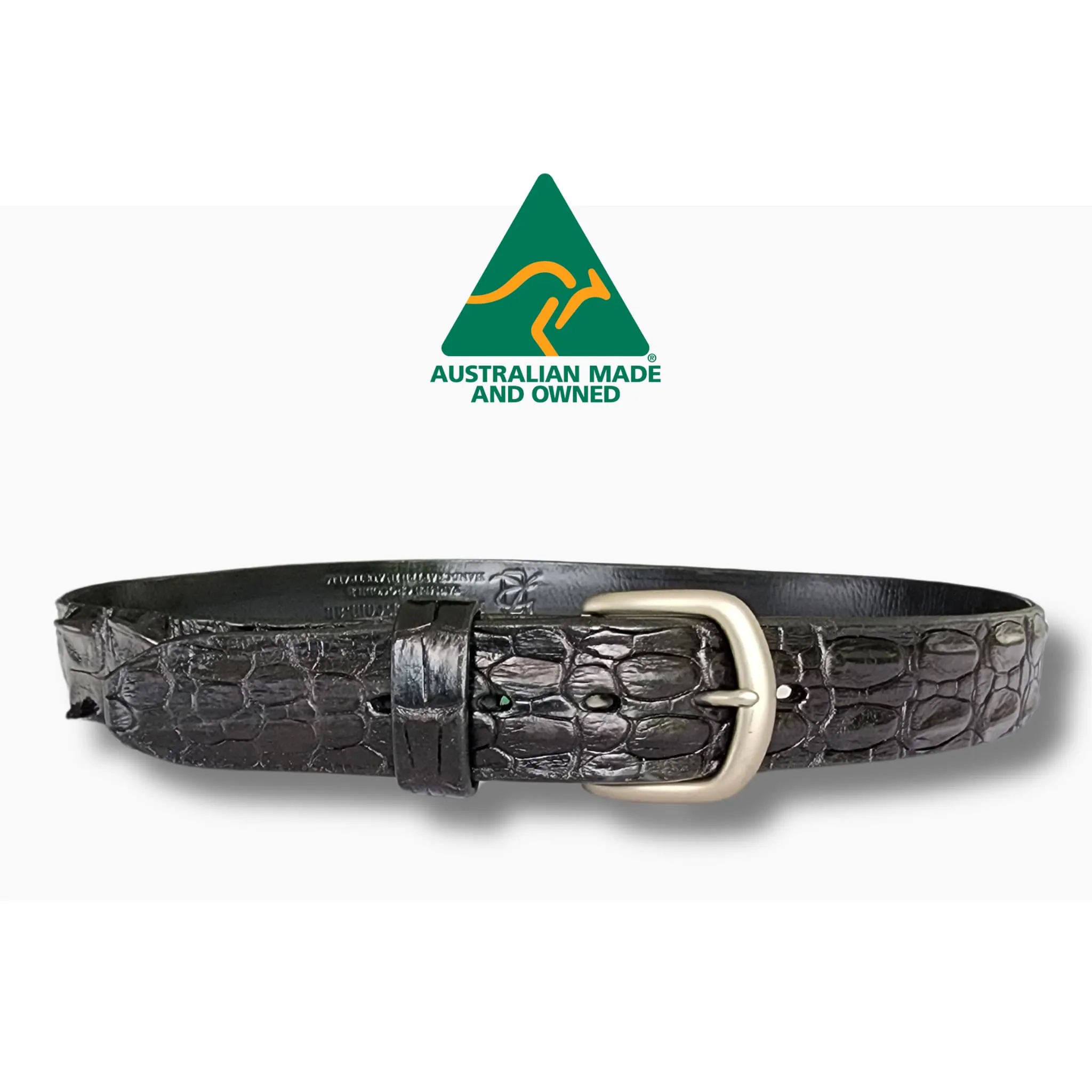 38mm | Black Hornback | Crocodile Belt