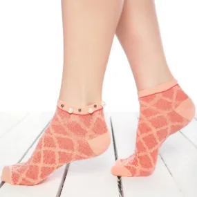 Ankle Socks, Patterned, With Pearlised Cuff