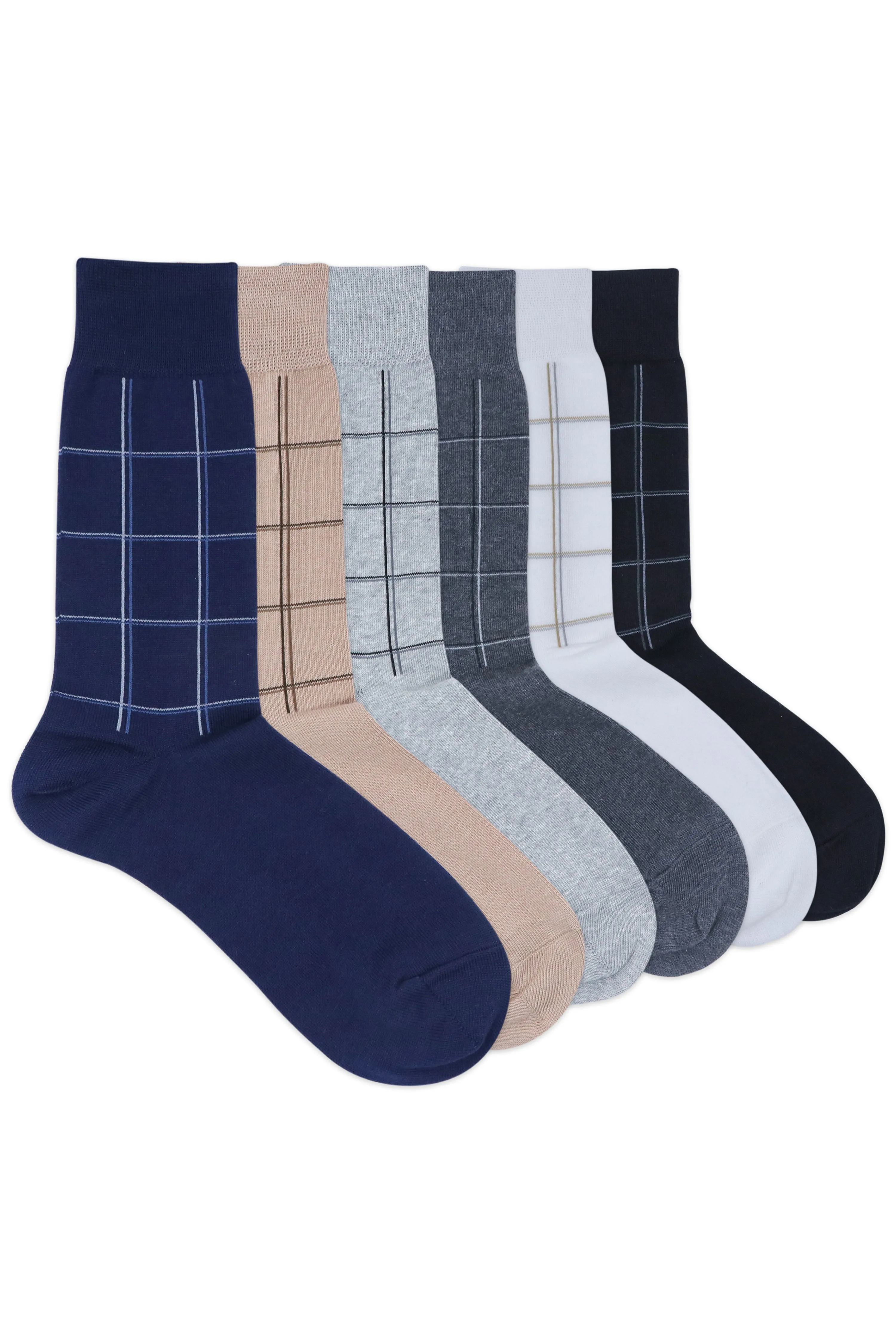 Balenzia Men's Checks Calf Length/Crew Length Cotton Socks - (Multicolored)(Pack of 6/1U)