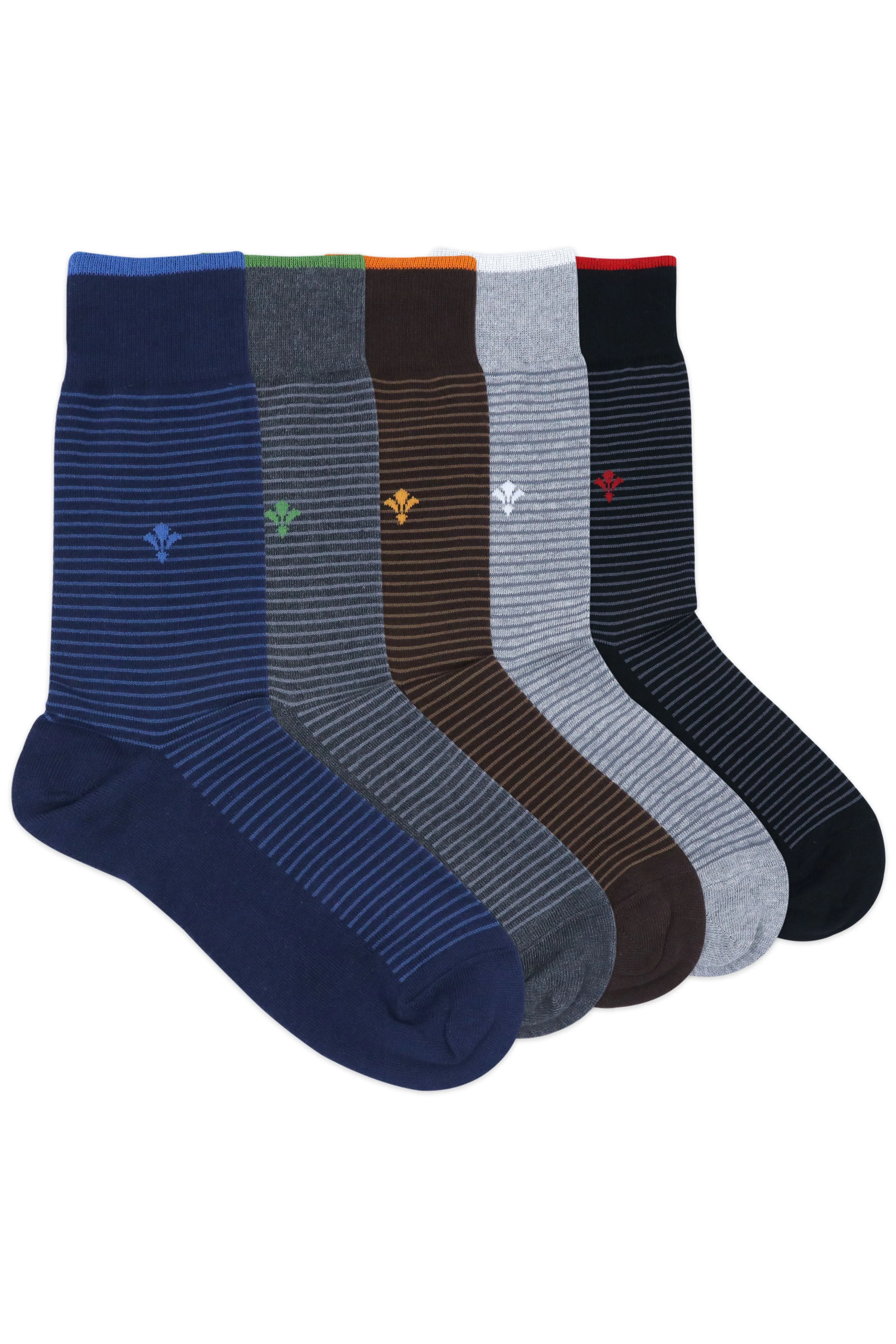 Balenzia Men's Formal/Casual Striped Calf length/Crew length socks (Pack of 5 Pairs/1U)Multicolored