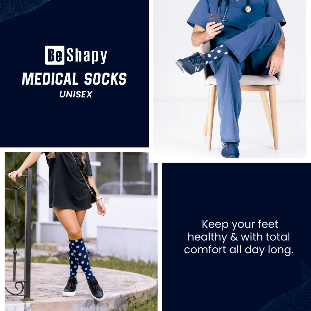 Be Shapy | Knee High Length Compression Socks for Daily Use | Medias Largas para Caballero