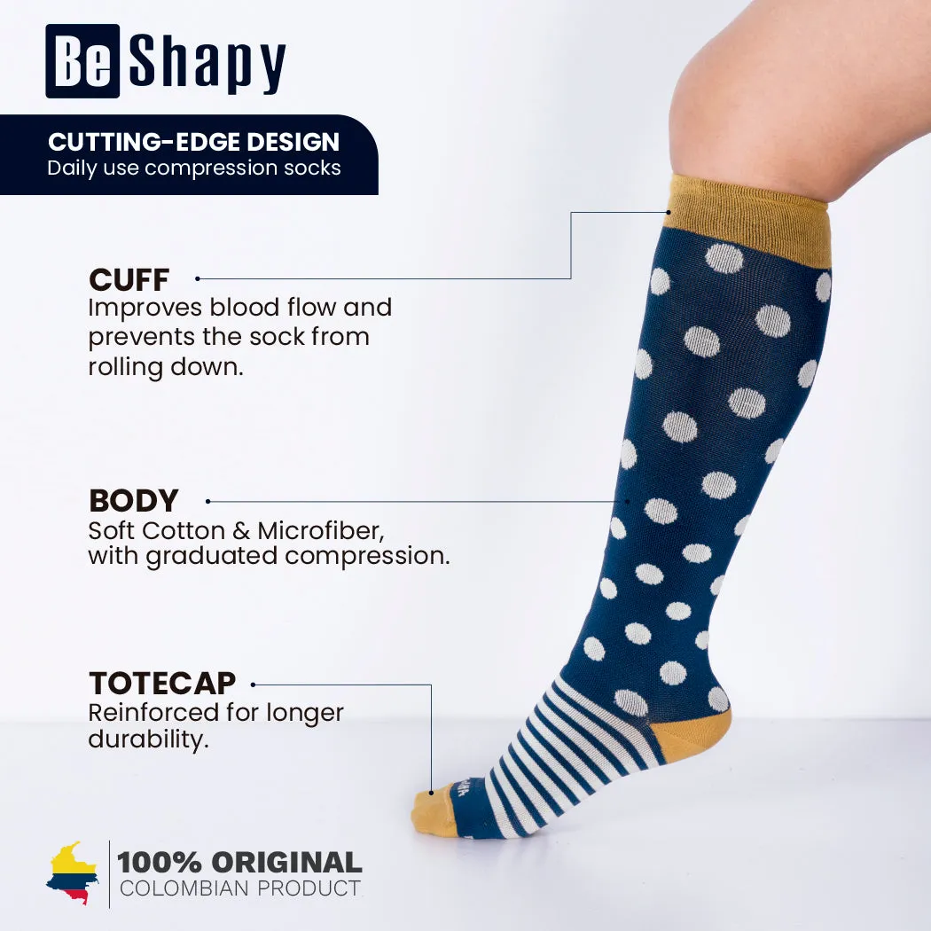 Be Shapy | Knee High Length Compression Socks for Daily Use | Medias Largas para Caballero