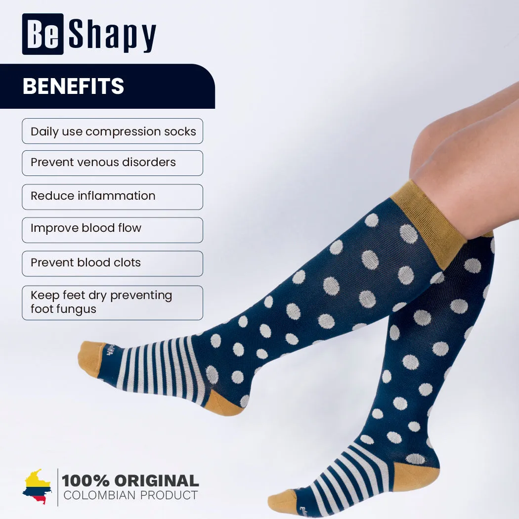 Be Shapy | Knee High Length Compression Socks for Daily Use | Medias Largas para Caballero