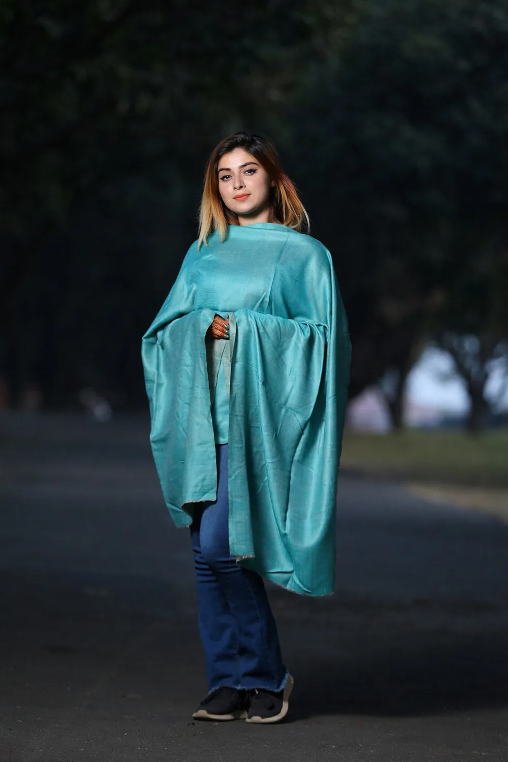 BEAUTIFUL FIROZI BLUE COLOUR REVERSIBLE ZARI KASHMIRI STOLE DEFINES ROYAL AND LUXURIOUS EXTREMELY COMFORTABLE FOR ALL EVENTS