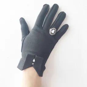 Black Gloves with Rhinestones Vintage Accessory