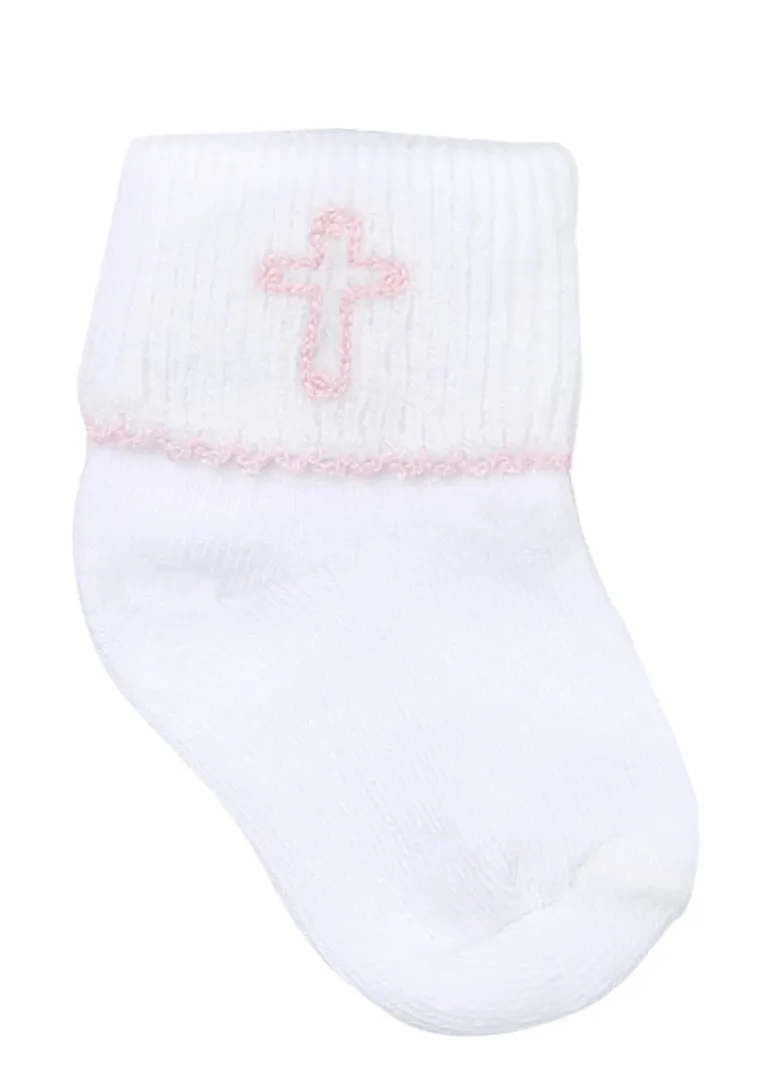 Blessed Pink Embroidered Socks