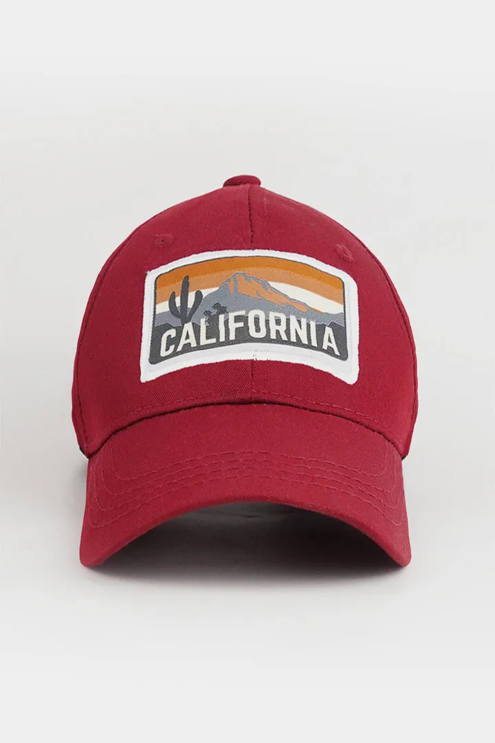 California Embroidered Cap - Red