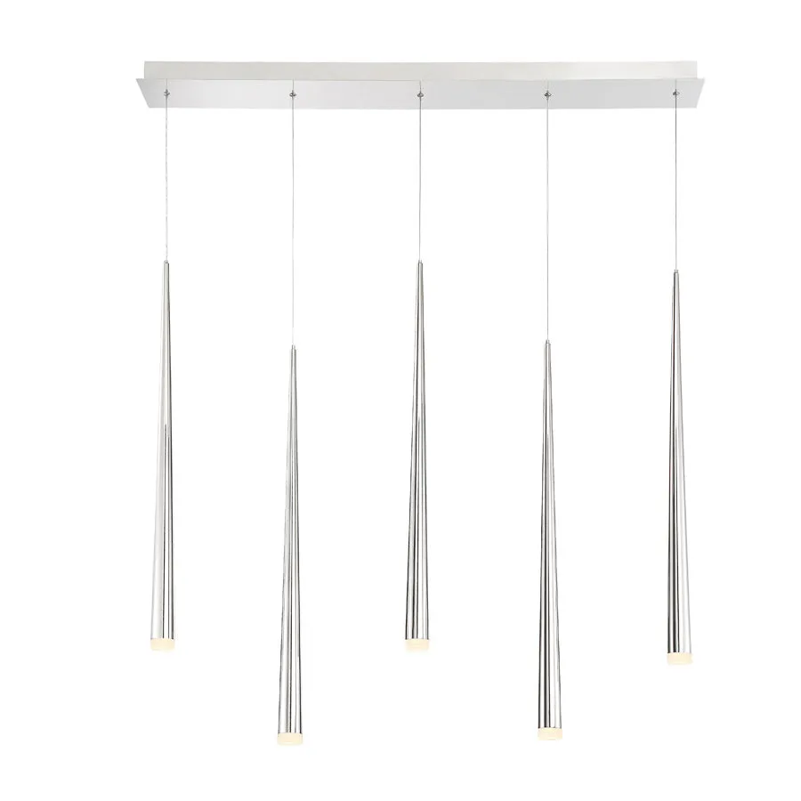 Cascade LED 5 Light Etched Glass Linear Chandelier