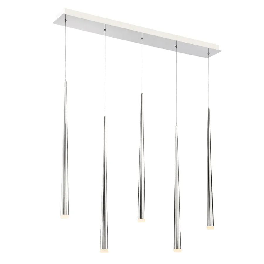 Cascade LED 5 Light Etched Glass Linear Chandelier