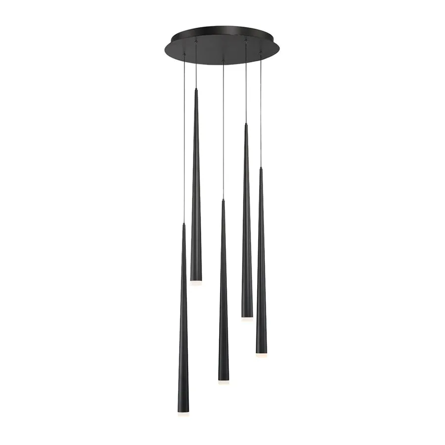 Cascade LED 5 Light Etched Glass Round Chandelier