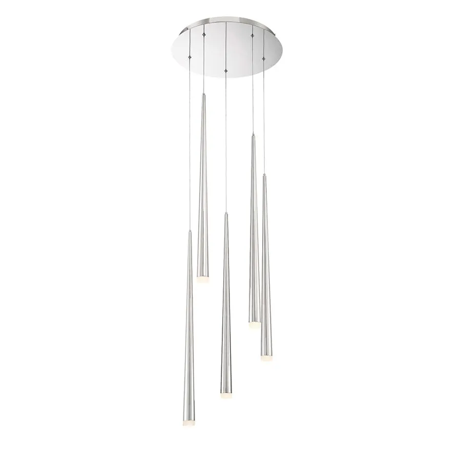 Cascade LED 5 Light Etched Glass Round Chandelier