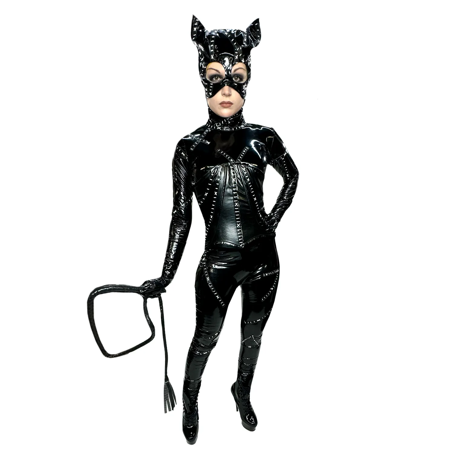 Cat Woman Selina Kyle Inspired Patent Leather Cosplay Adult Costume