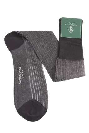 Charcoal & Light Gray Shadow Stripe Cotton Socks