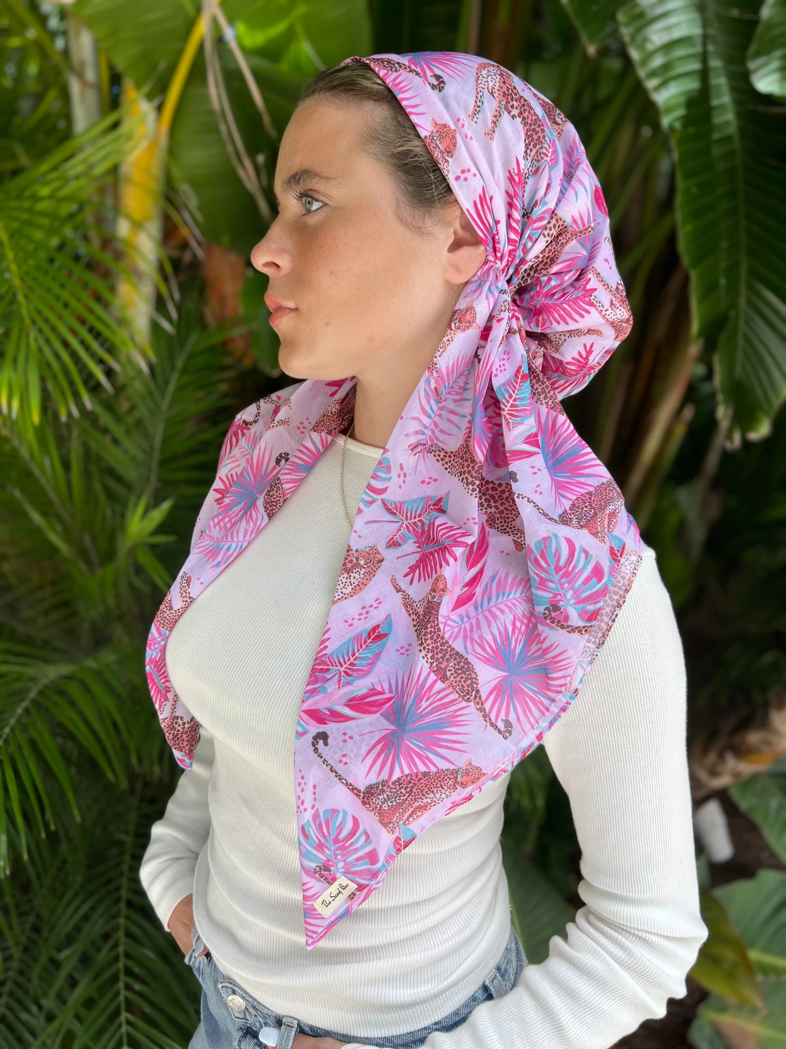 CLASSIC PRETIED Summer Cheetah Head Scarf (WITH VELVET GRIP)