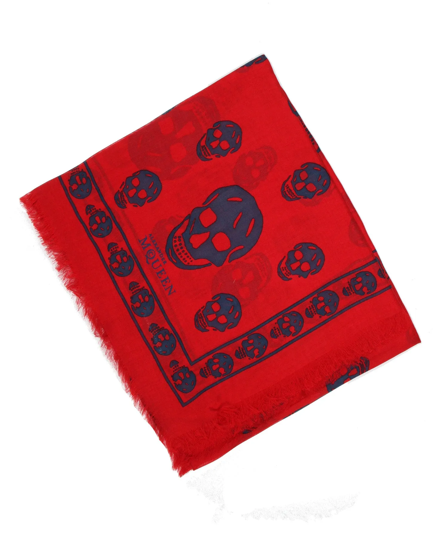 Classic Skull Scarf Pashmina, Red/Blue