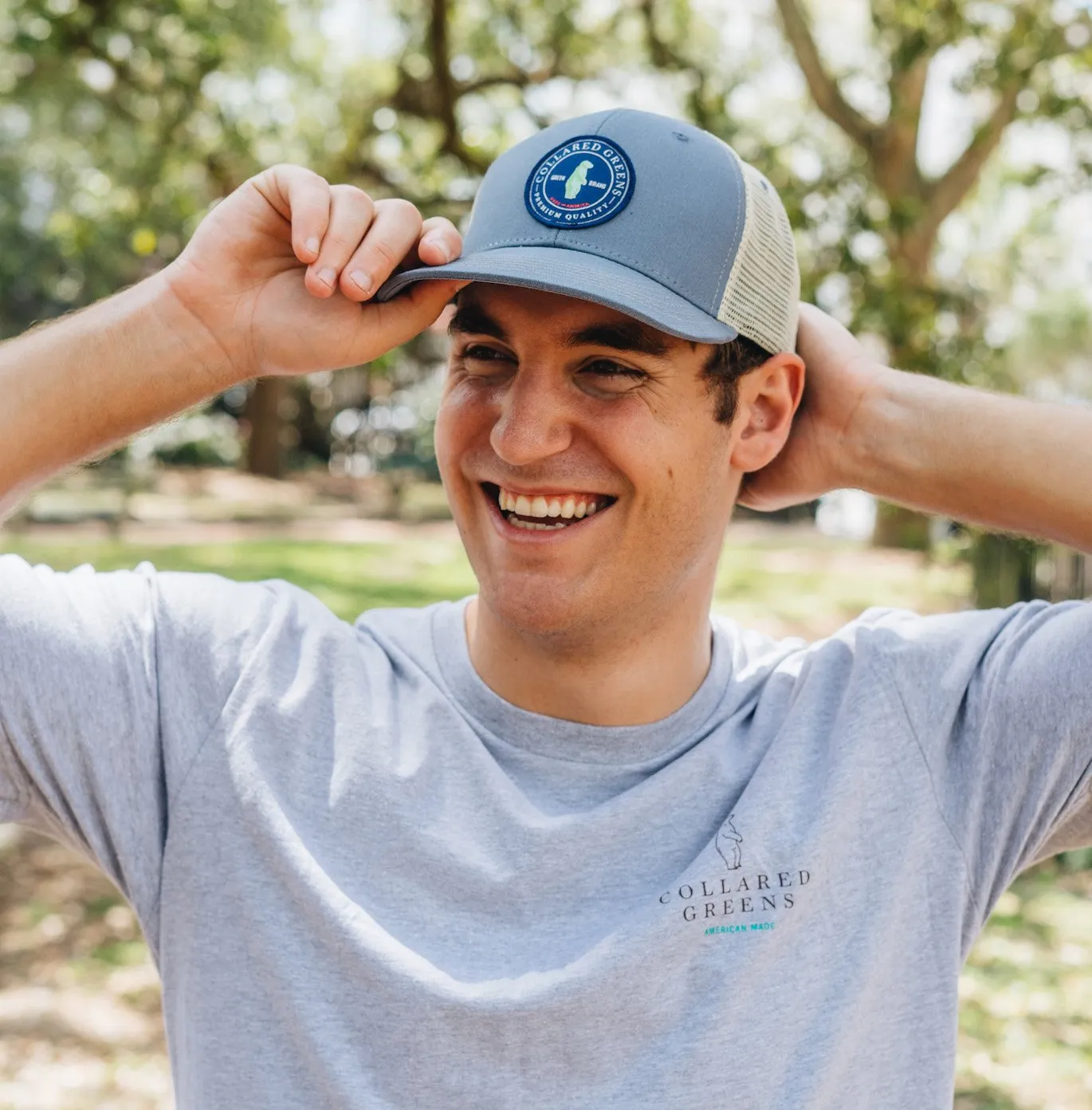 Deep Woods Angler: Badged Trucker Cap - Navy