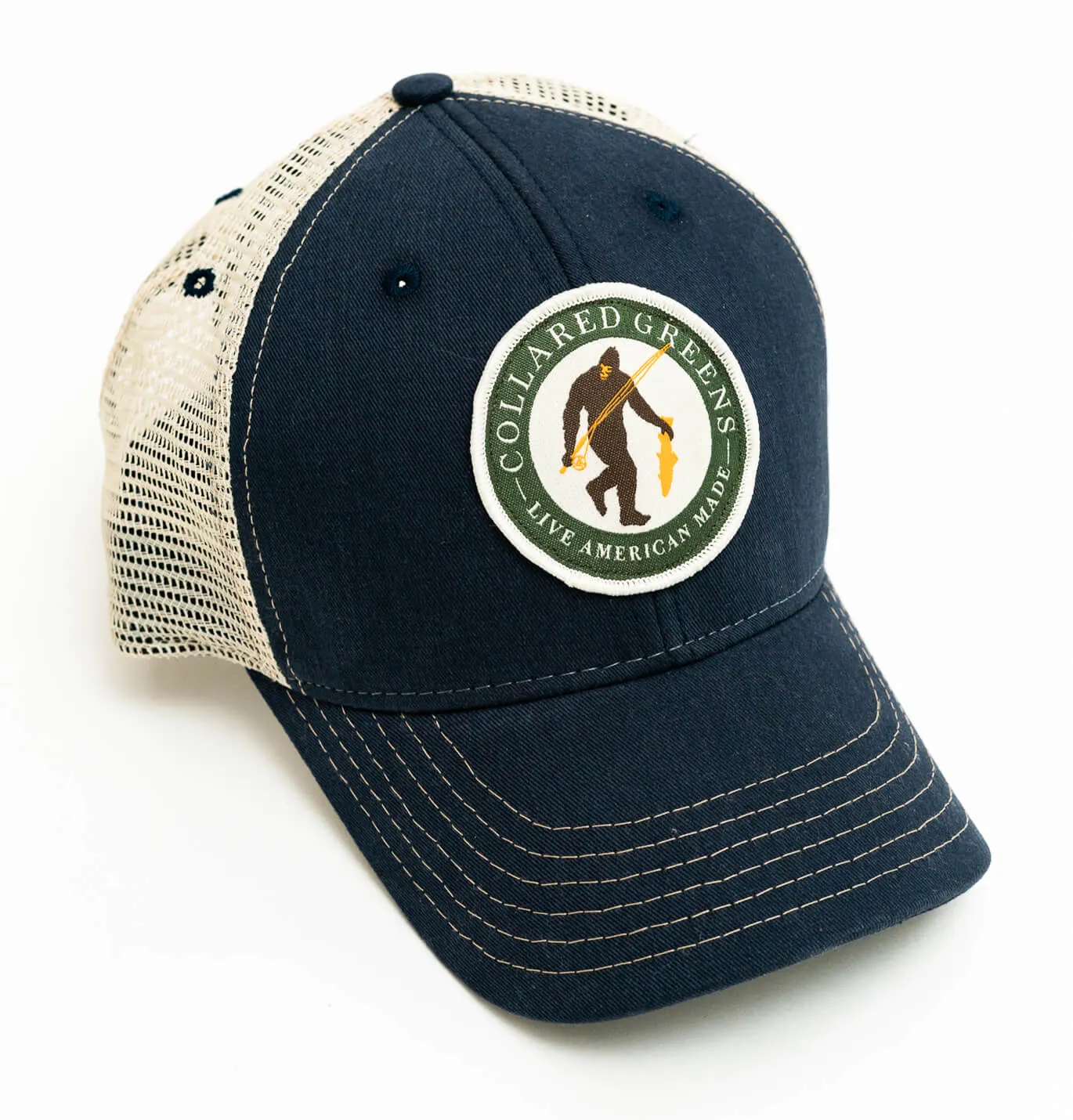 Deep Woods Angler: Badged Trucker Cap - Navy