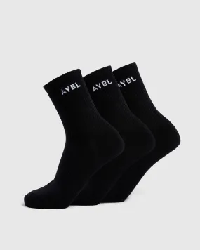 Everyday Crew Socks (3 Pack) - Black