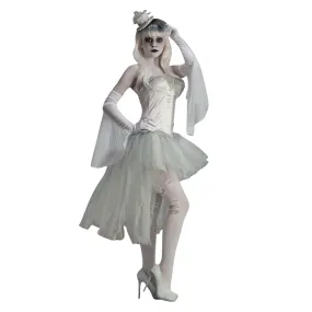 Ghost White Flutter Costume Gloves Adult