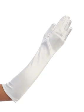 Girls White Below Elbow Satin Special Occasion Flower Girl Gloves 0-14