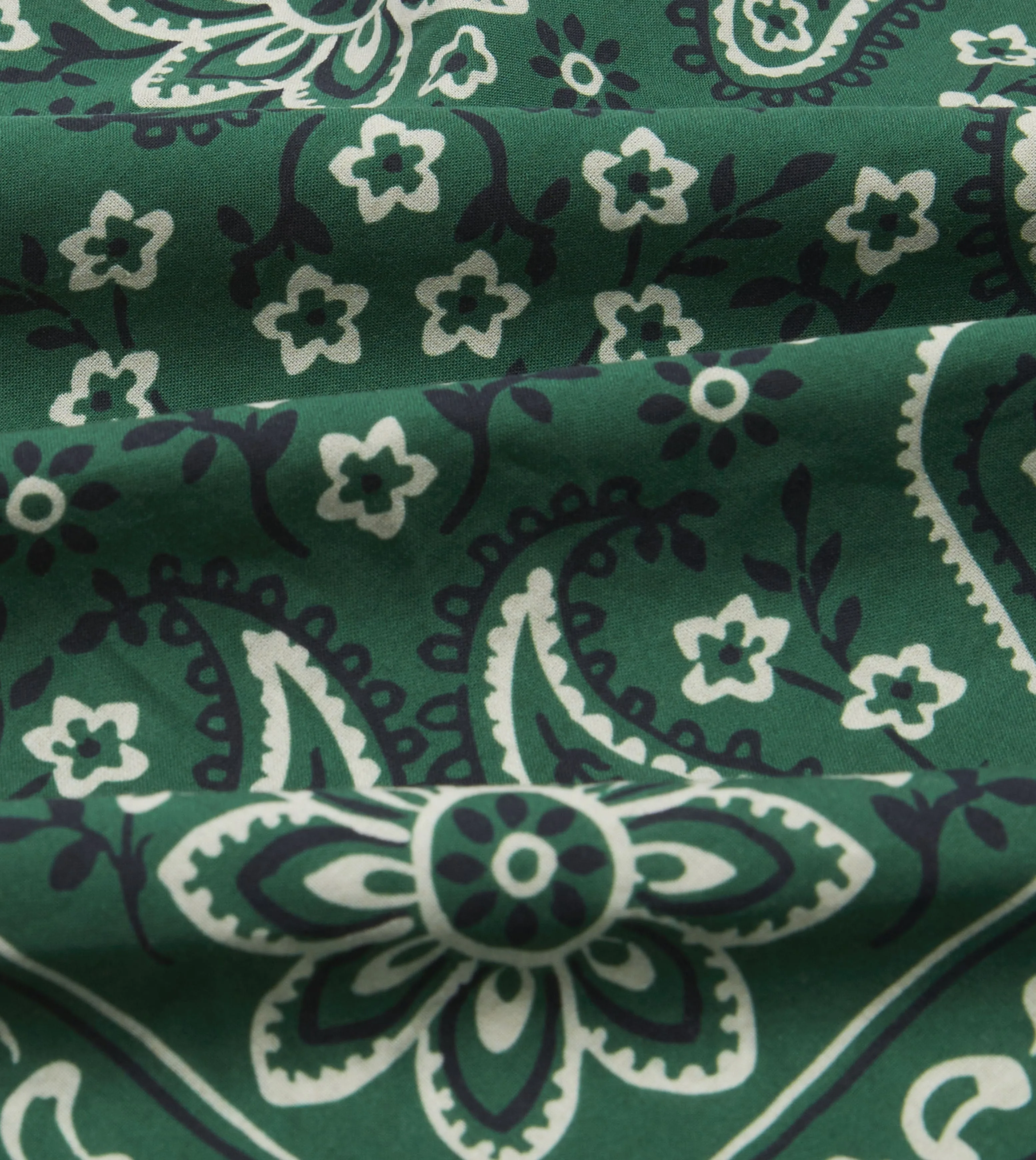 Green Paisley Print Cotton Bandana