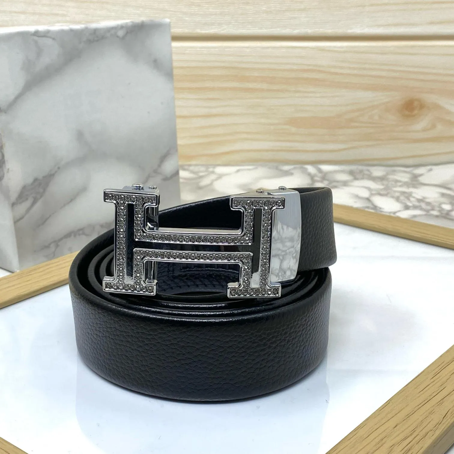 H Shape Adjustable Auto Lock Belt With Diamond Finishing-JonasParamount