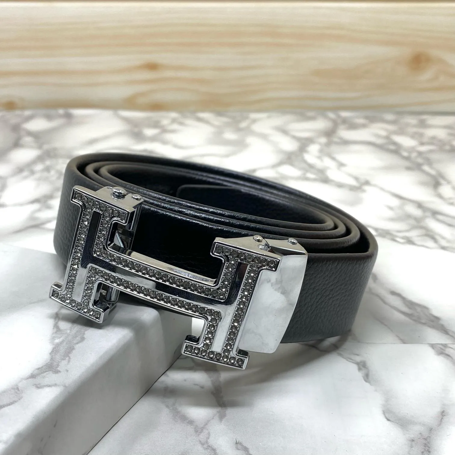 H Shape Adjustable Auto Lock Belt With Diamond Finishing-JonasParamount