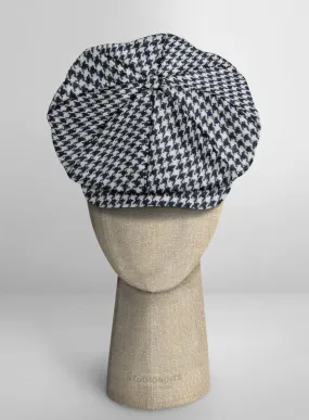 Harris Tweed Indi Blue Houndstooth Newsboy Cap