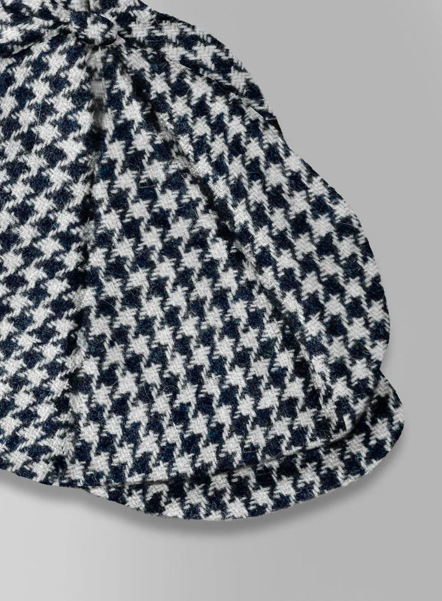 Harris Tweed Indi Blue Houndstooth Newsboy Cap