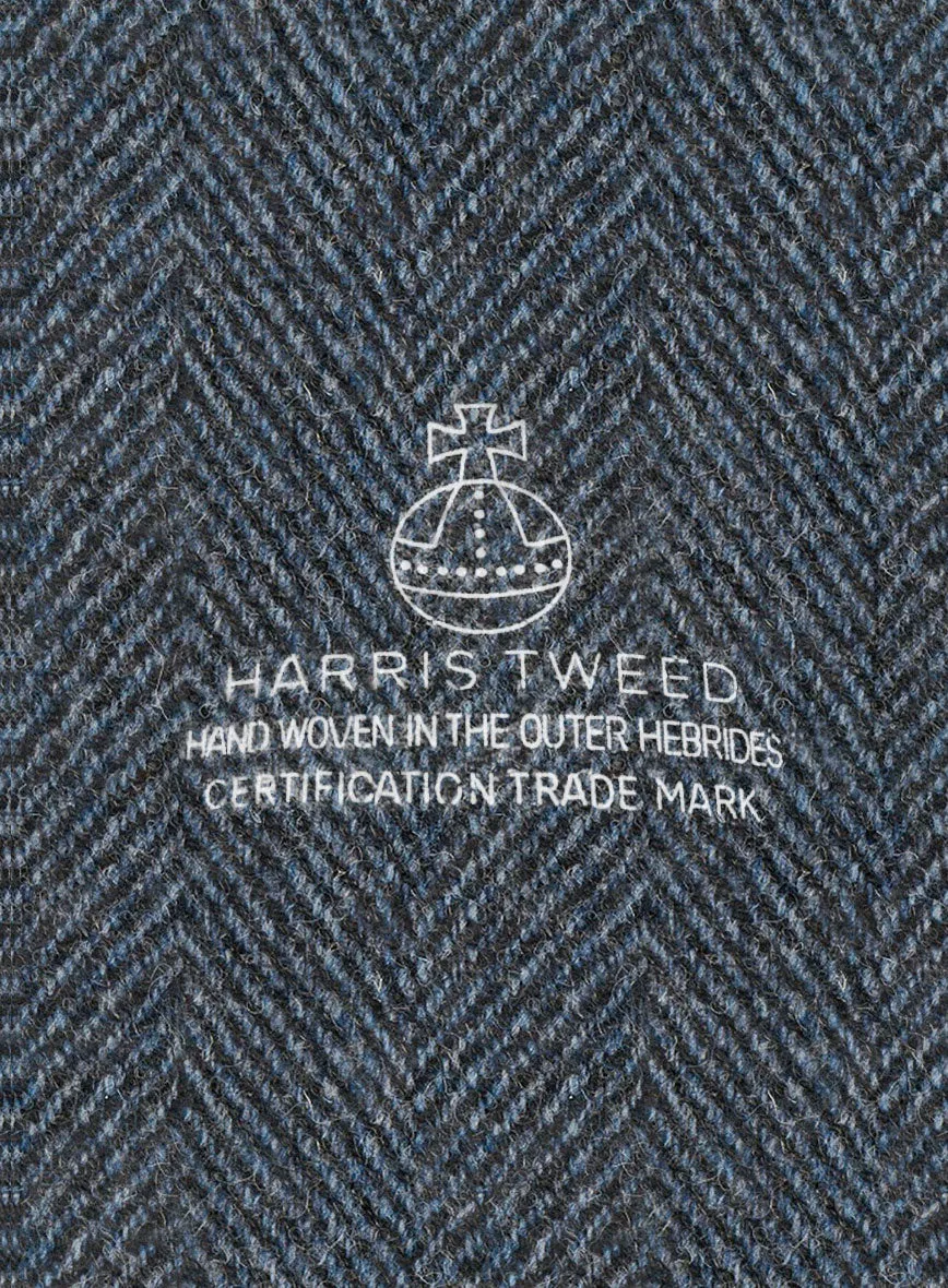 Harris Tweed Wide Herringbone Blue Newsboy Cap