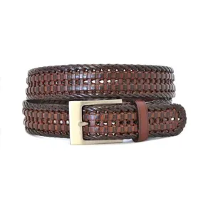 JAX - Mens Brown Bonded Leather Woven Belt