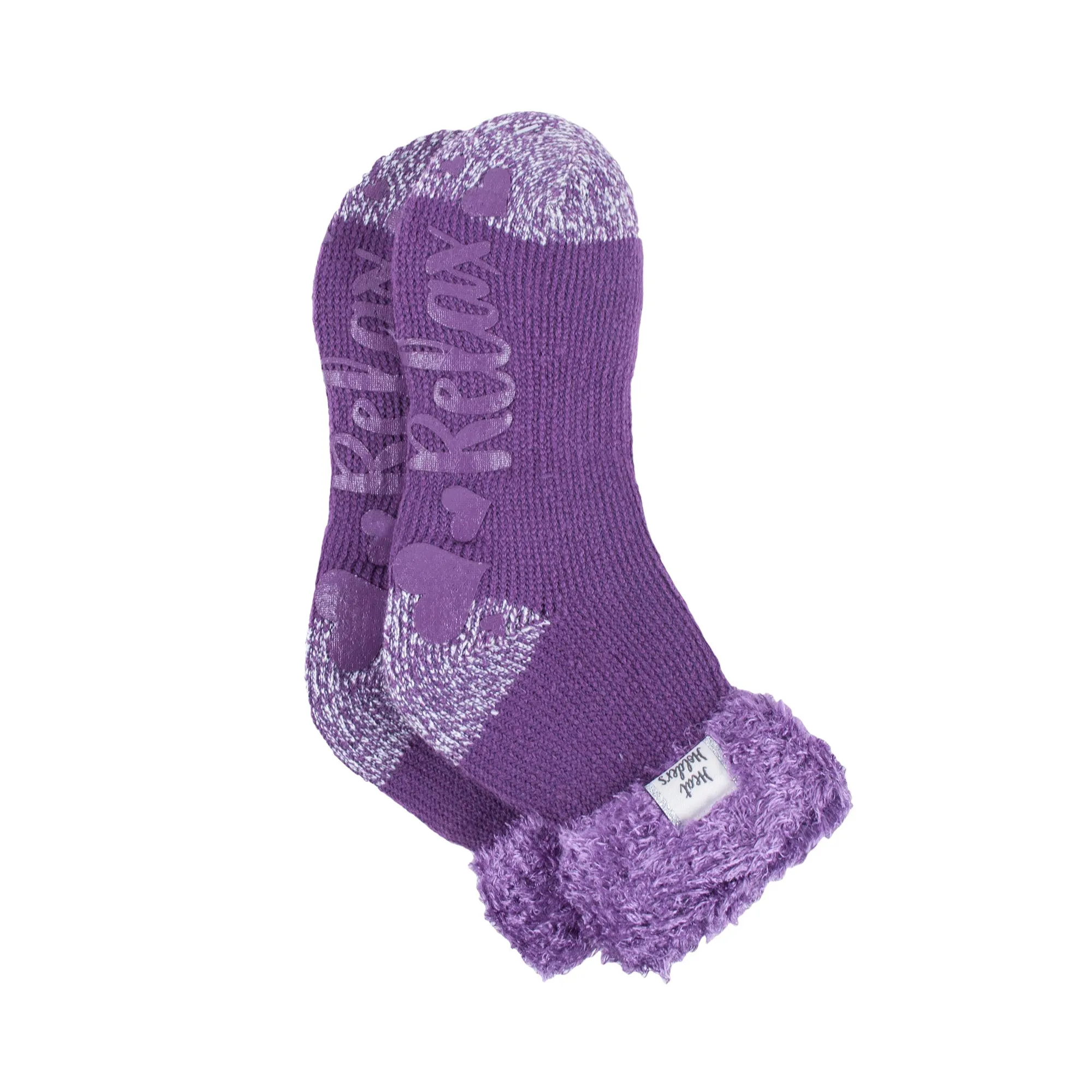 Ladies Original Lounge Socks with Turnover Feather Top - Purple