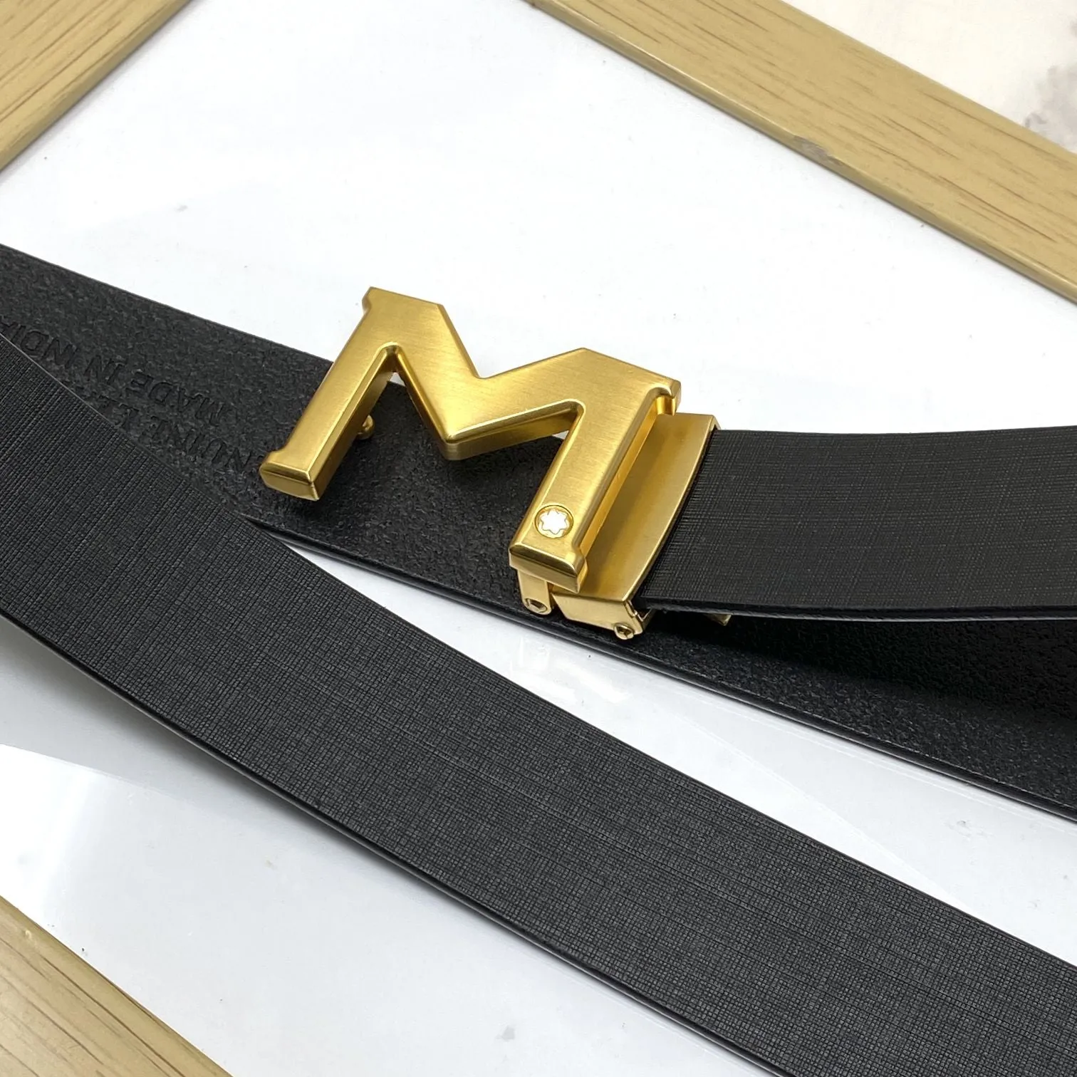 M-Pattern Leather Strap Belt -JonasParamount