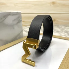 M-Pattern Leather Strap Belt -JonasParamount