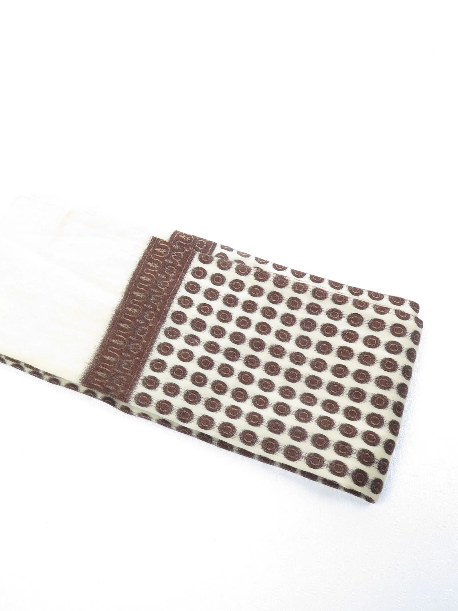 Mens Classic Vintage Cream & Brown Printed Cravat Style Scarf