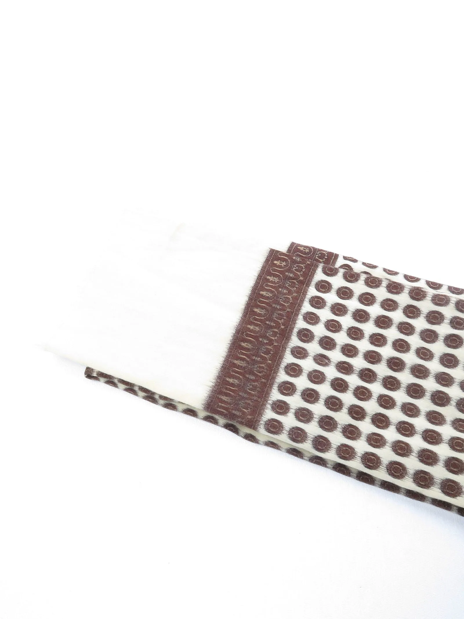 Mens Classic Vintage Cream & Brown Printed Cravat Style Scarf