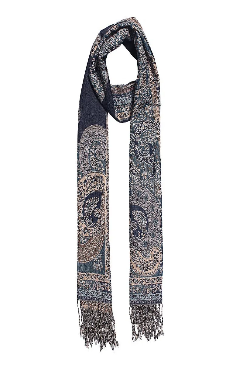 Midnight Sparkle Paisley Jacquard Scarf