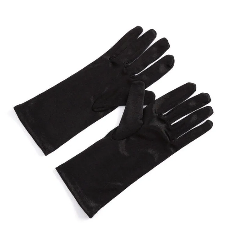 Mini Audrey Girl Size Long Black Satin Gloves Inspired by Audrey Hepburn