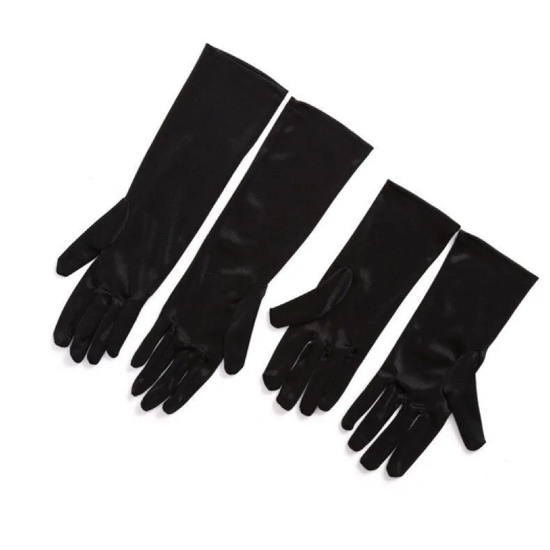 Mini Audrey Girl Size Long Black Satin Gloves Inspired by Audrey Hepburn