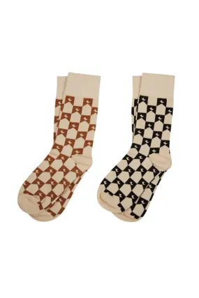 MONOGRAM SOCKS SAND/BLACK