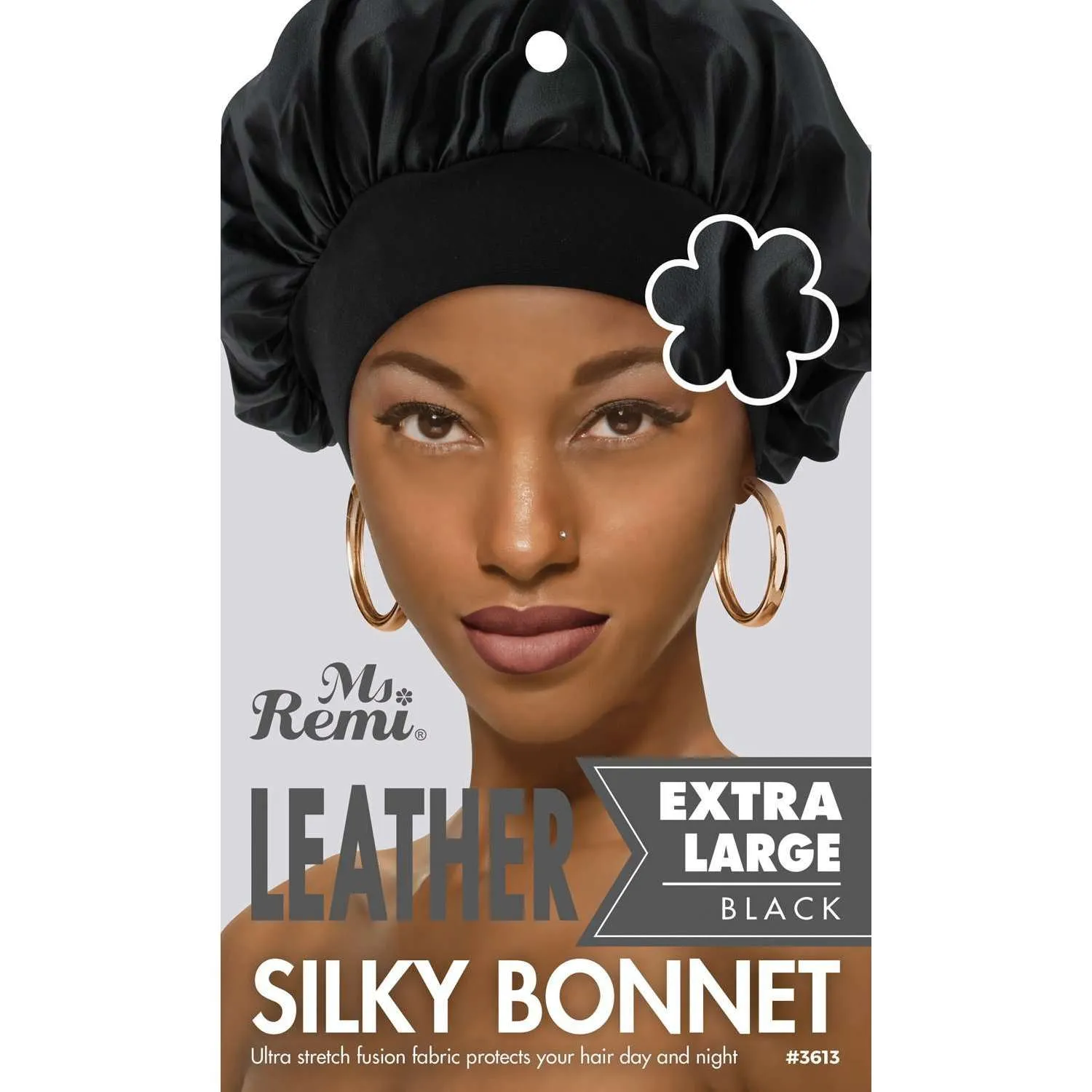 Ms. Remi Leather Silky Bonnet XL Black