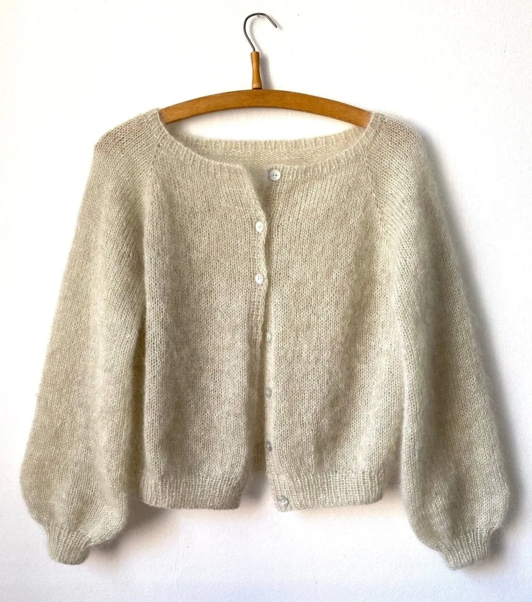 Nigrum cardigan by Refined Knitwear, silk mohair knitting kit