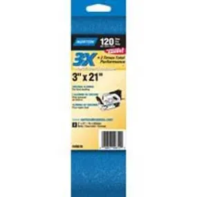 Norton 49610 Sanding Belt, 3 in W, 21 in L, 120 Grit, Fine, Zirconia Aluminum Abrasive :PK  2: QUANTITY: 1