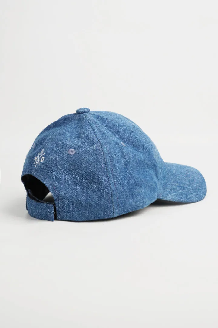 NYC Denim Embroidered Cap - Blue