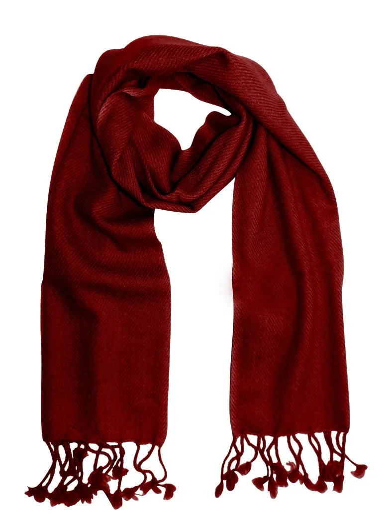 Pure Cashmere Wool Unisex Scarf - Maroon